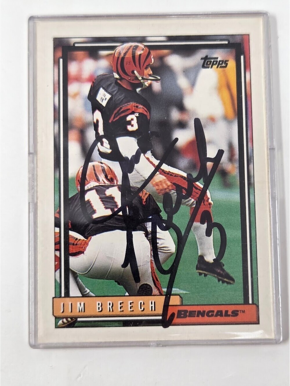 1992 Topps Jim Breech Bengals Signed Football Card Kicker NFL Vintage